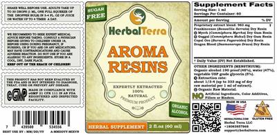 Herbal Terra Aroma Resins Sugar Free source label used in the packaging illustration