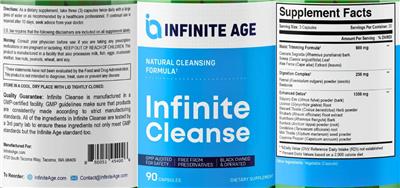 Infinite Age Infinite Cleanse source label used in the packaging illustration