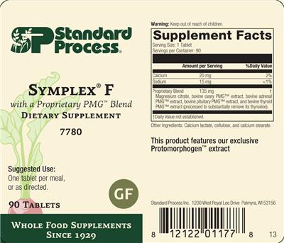 SP Standard Process Symplex F source label used in the packaging illustration