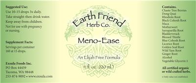 Earth Friend Herb Co. Meno-Ease source label used in the packaging illustration