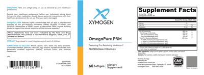 XYMOGEN OmegaPure PRM source label used in the packaging illustration