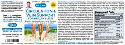 ProCaps Circulation & Vein Support for Healthy Legs source label used in the packaging illustration