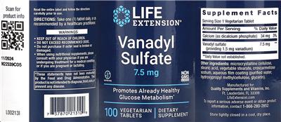Life Extension Vanadyl Sulfate 7.5 mg product packaging