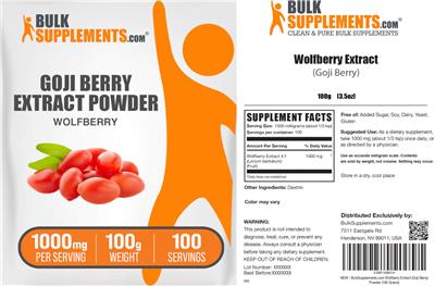 BulkSupplements.com Goji Berry Extract Powder 1000 mg product packaging