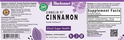 Bluebonnet Cinnulin PF Cinnamon Bark Extract source label used in the packaging illustration