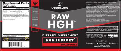 Vigor Labs Raw HGH source label used in the packaging illustration