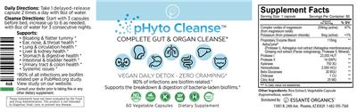 Essante Organics pHyto Cleanse source label used in the packaging illustration