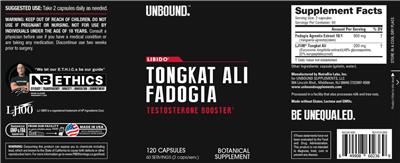 UNBOUND Tongkat Ali Fadogia source label used in the packaging illustration