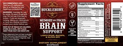 Bucklebury Memory and Focus Brain Support product packaging