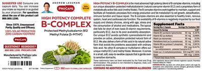 ProCaps High Potency B-Complex source label used in the packaging illustration