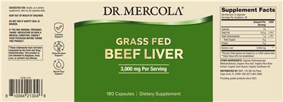 Dr. Mercola Grass Fed Beef Liver 3000 mg product packaging