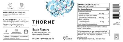 Thorne Brain Factors source label used in the packaging illustration