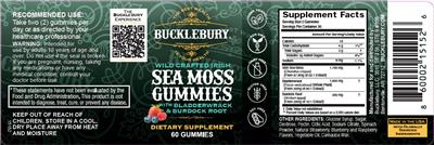Bucklebury Wild Crafted Irish Sea Moss Gummies source label used in the packaging illustration