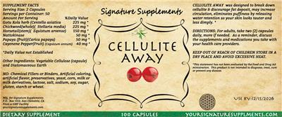 Signature Supplements Cellulite Away source label used in the packaging illustration