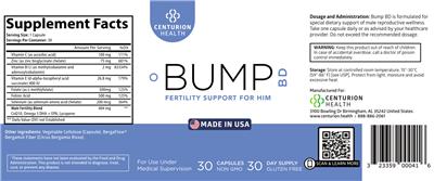 Centurion Health Bump BD source label used in the packaging illustration