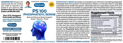 ProCaps PS 100 Phosphatidyl Serine source label used in the packaging illustration