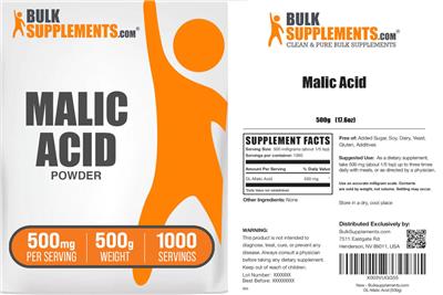 BulkSupplements.com Malic Acid Powder 500 mg product packaging