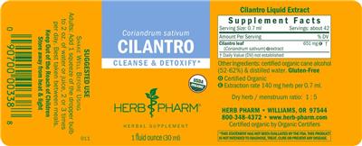 Herb Pharm Cilantro source label used in the packaging illustration