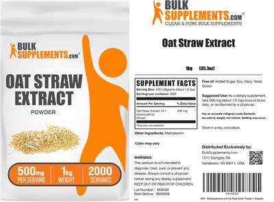 BulkSupplements.com Oat Straw Extract (Avena Sativa) product packaging