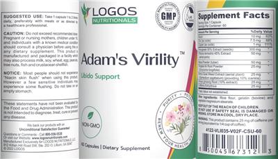 Logos Nutritionals Adam's Virility source label used in the packaging illustration