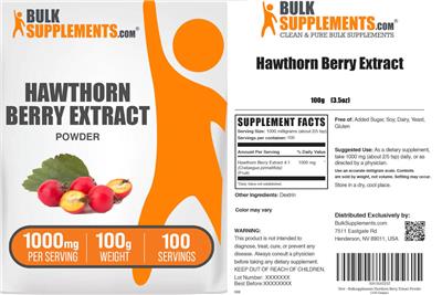 BulkSupplements.com Hawthorn Berry Extract Powder 1000 mg product packaging