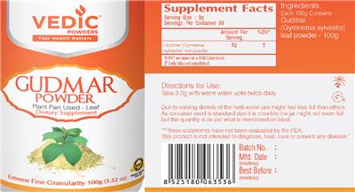 Vedic Powders Gudmar Powder product packaging
