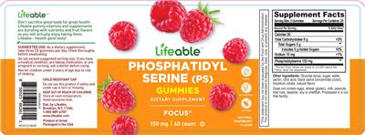 Lifeable Phosphatidyl Serine (PS) 150 mg Natural Raspberry Flavor source label used in the packaging illustration