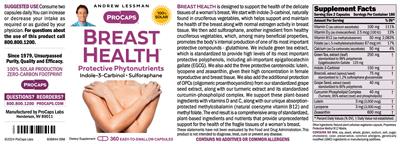 ProCaps Breast Health source label used in the packaging illustration