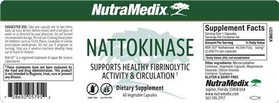 NutraMedix Nattokinase source label used in the packaging illustration