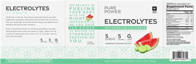 Pure Power Electrolytes Watermelon Cucumber source label used in the packaging illustration