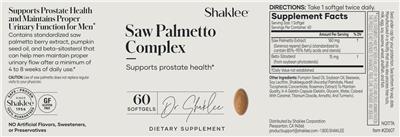 Shaklee Saw Palmetto Complex source label used in the packaging illustration