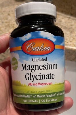 Carlson Chelated Magnesium Glycinate 200 mg source label used in the packaging illustration