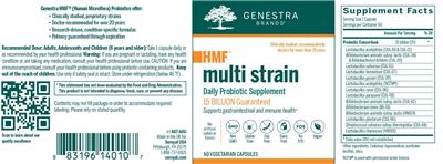 Genestra Brands HMF Multi Strain source label used in the packaging illustration