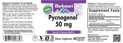 Bluebonnet Pycnogenol 50 mg source label used in the packaging illustration