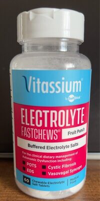 Vitassium by SaltStick Vitassium by SaltStick Electrolyte Fastchews Fruit Punch source label used in the packaging illustration