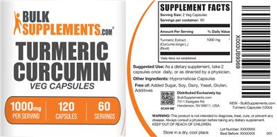 BulkSupplements.com Turmeric Curcumin 1000mg Veg Capsules product packaging