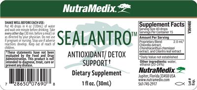 NutraMedix Sealantro source label used in the packaging illustration
