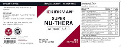 Kirkman Super Nu-Thera without A & D source label used in the packaging illustration