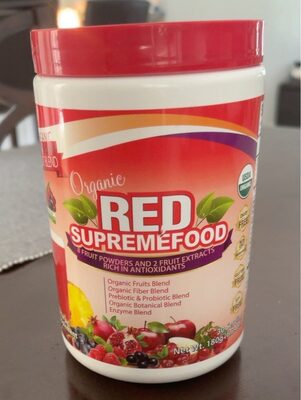 Divine Health Organic Red Supremefood source label used in the packaging illustration