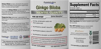 SuperiorLabs Ginkgo Biloba source label used in the packaging illustration