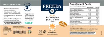 Freeda B-Complex plus C & Zinc source label used in the packaging illustration