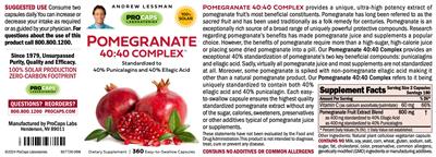 ProCaps Laboratories Pomegranate 40:40 Complex source label used in the packaging illustration
