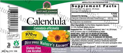 Nature's Answer Calendula 970 mg source label used in the packaging illustration