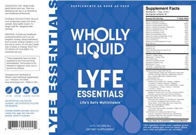 Wholly Liquid Lyfe Essentials source label used in the packaging illustration