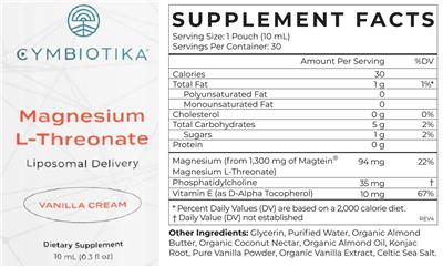 Cymbiotika Magnesium L-Threonate Vanilla Cream source label used in the packaging illustration