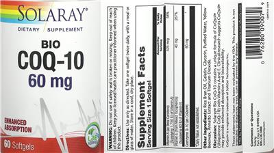 Solaray Bio CoQ-10 60 mg source label used in the packaging illustration