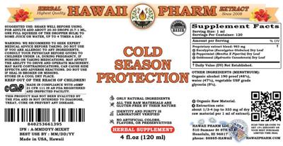Hawaii Pharm Cold Season Protection source label used in the packaging illustration