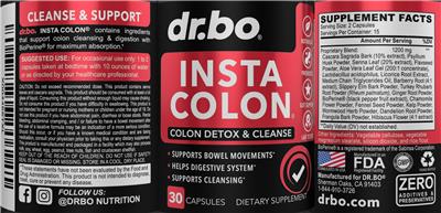 dr.bo Insta Colon source label used in the packaging illustration