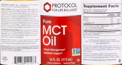 Protocol For Life Balance Pure MCT Oil product packaging