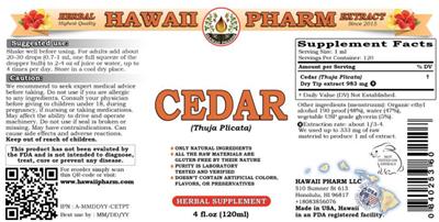 Hawaii Pharm Cedar product packaging